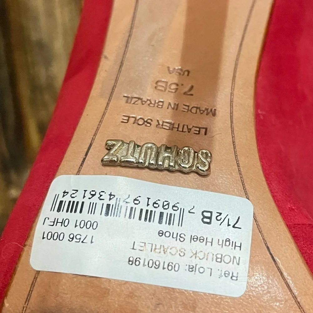 Schutz Scarlet Red Suede Pumps High Heels 4 1/2 inch heel - Picture 4 of 9